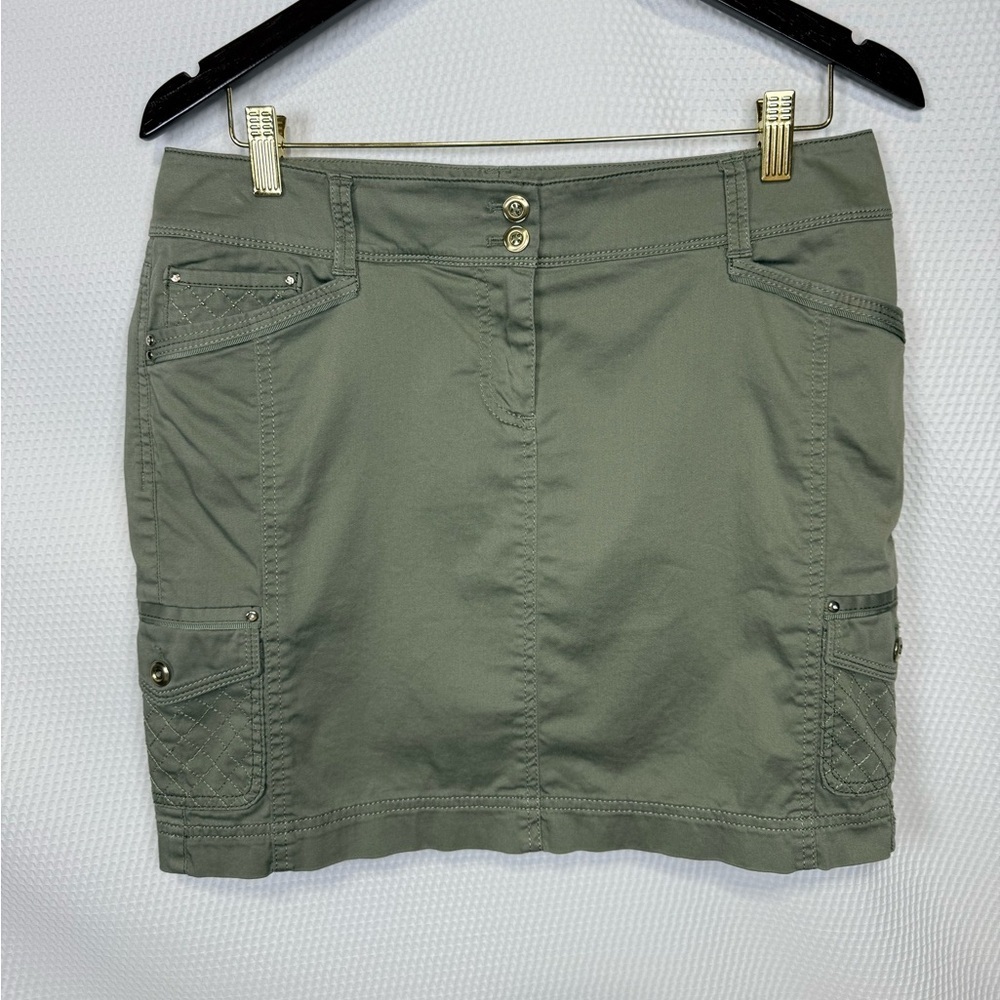 WHBM Cargo Mini Skirt Olive Green Size 6 Stretch Cotton Utility